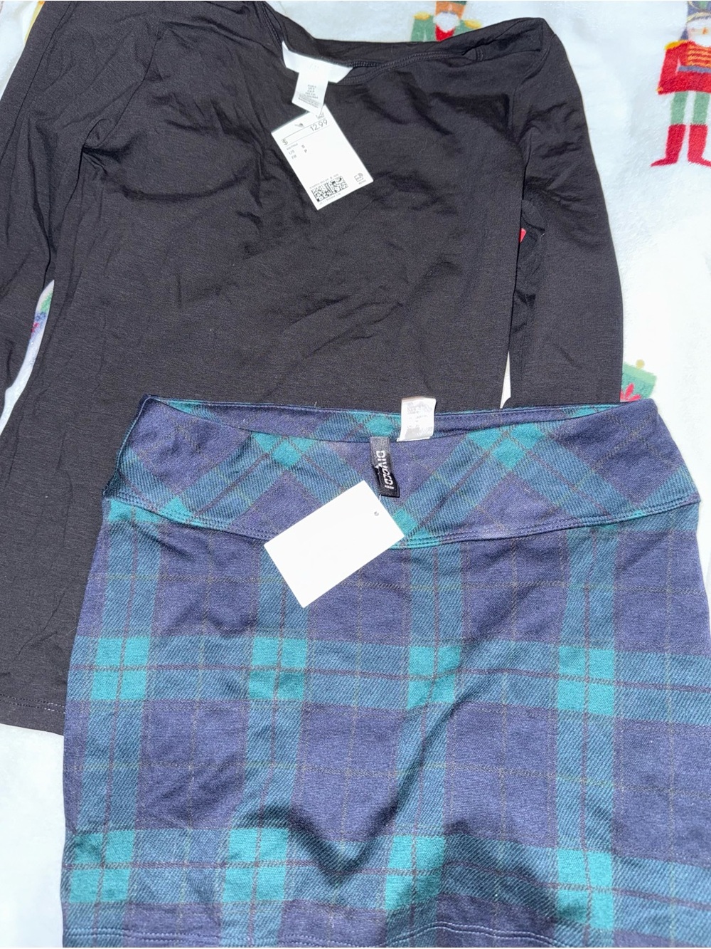 H&M Blue and Teal Plaid Mini Skirt